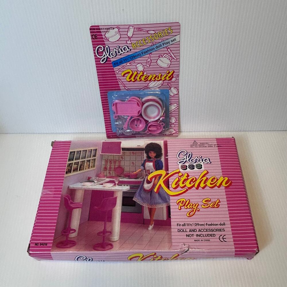 Kitchen Playset Pink White Gloria Fashion Doll Dollhouse Furniture Accessories